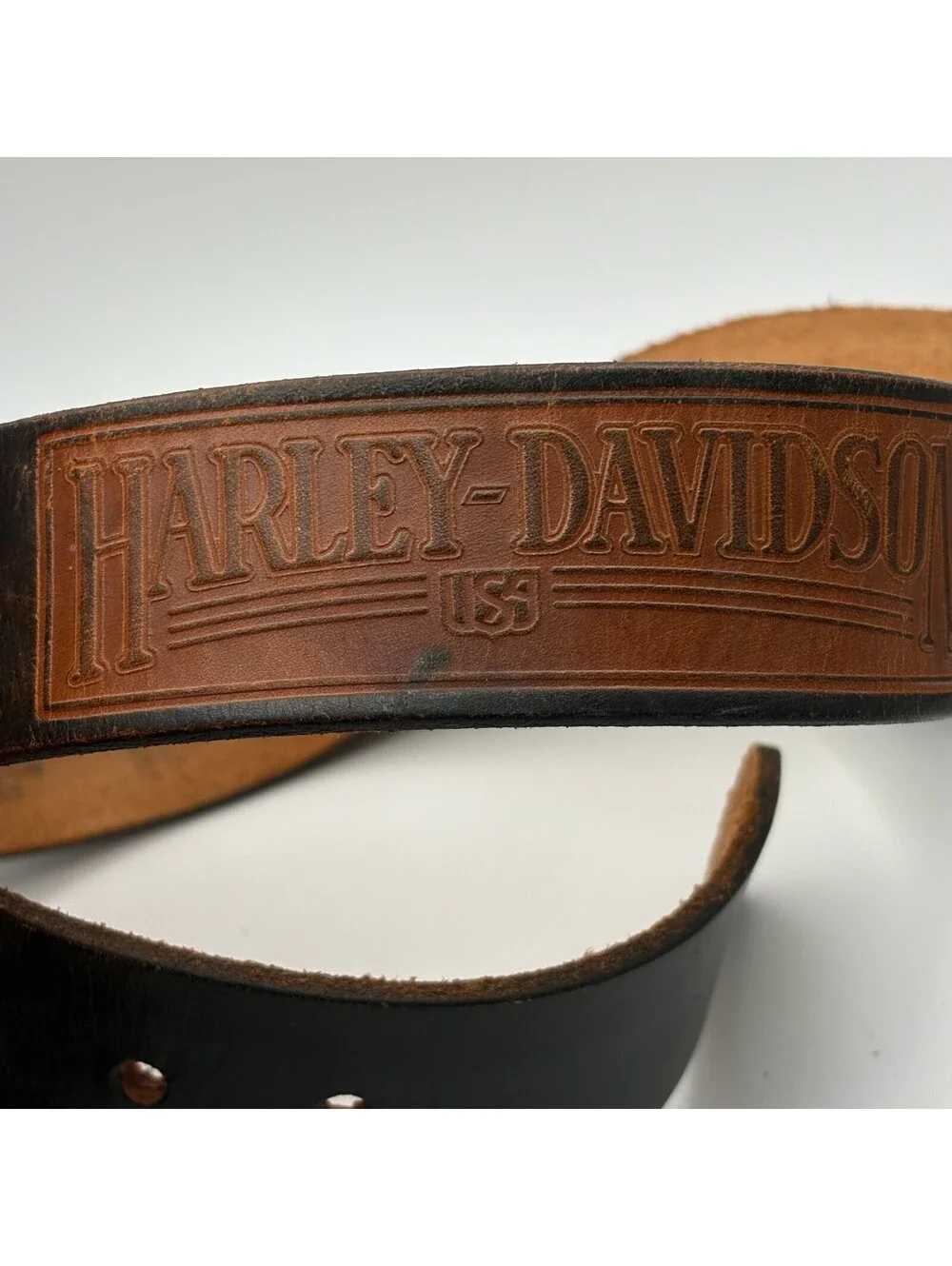 Vintage Harley-Davidson Leather Belt with Eagle Buckle